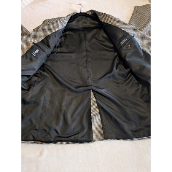 Oak Creek Blazer Mens 44R Worsted Wool Houndstooth Black - Picture 5 of 11